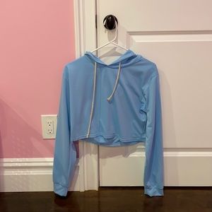 Light-blue cropped hoodie
